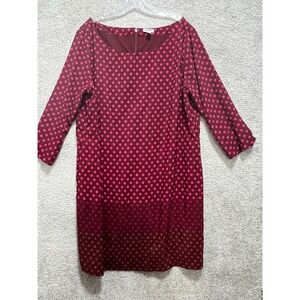 Old Navy Dress Womens 2XL Multicolor Shift Polka Dots Back Zip Casual Round Neck